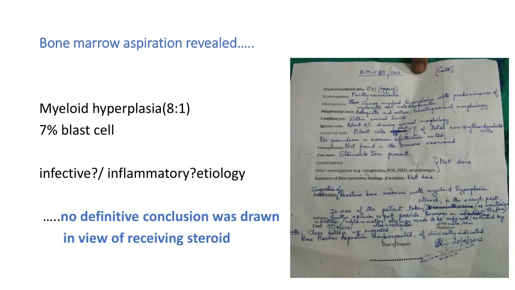 bone marrow aspiration revealed bone marrow