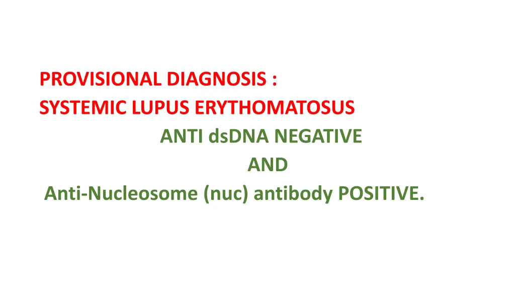 provisional diagnosis systemic lupus