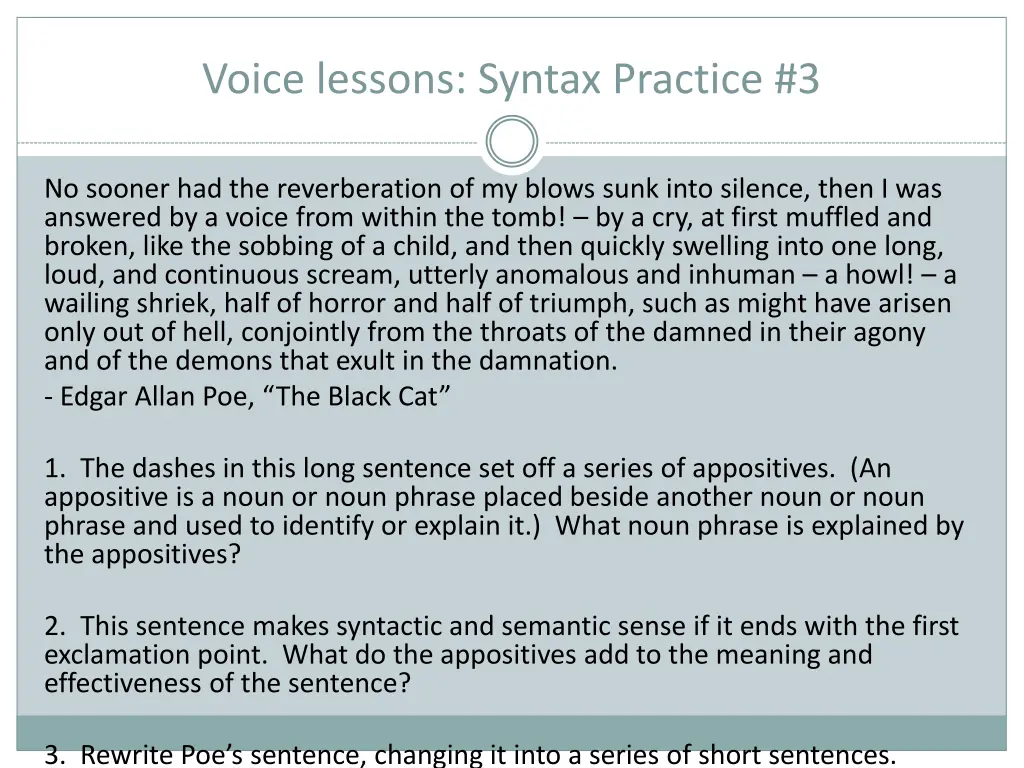 voice lessons syntax practice 3