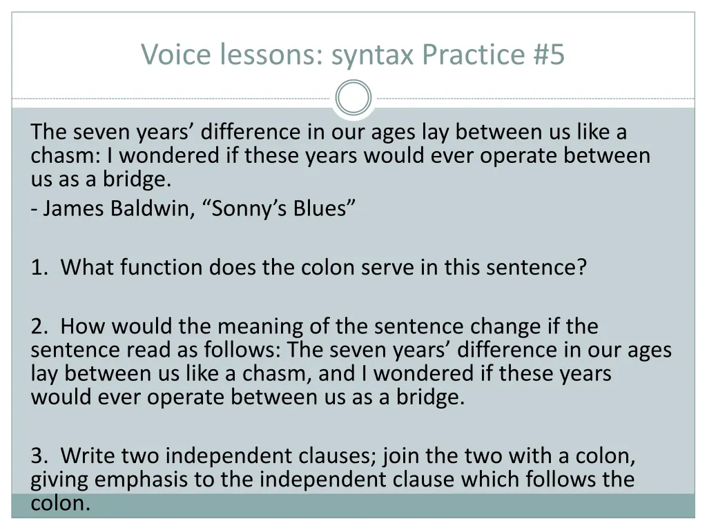 voice lessons syntax practice 5