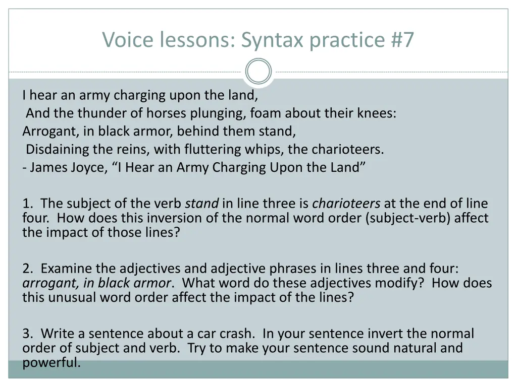 voice lessons syntax practice 7