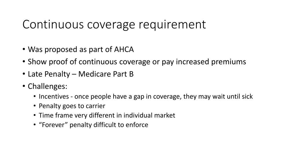 continuous coverage requirement