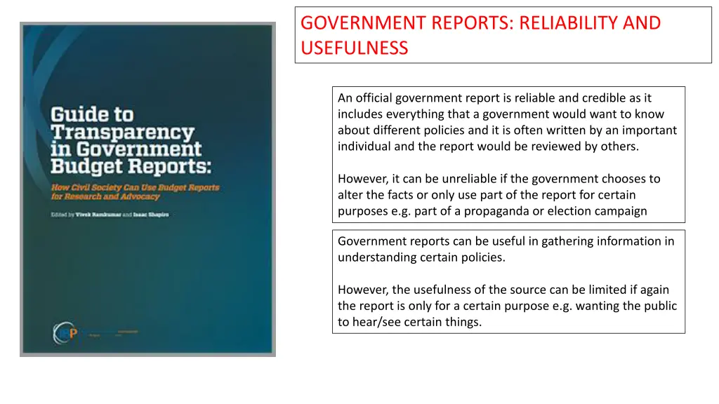 government reports reliability and usefulness