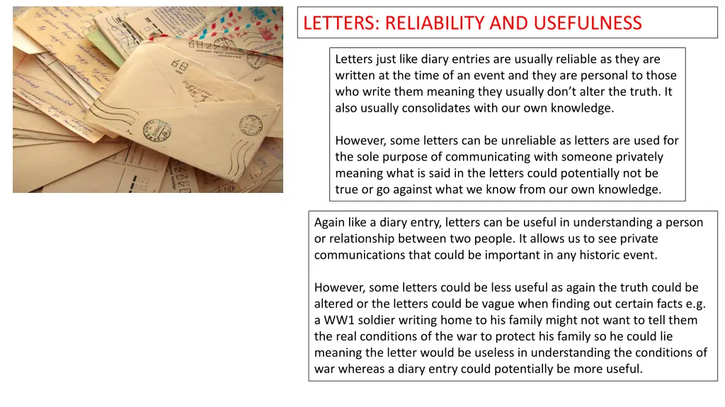 letters reliability and usefulness