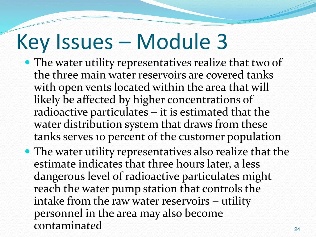 key issues module 3 the water utility