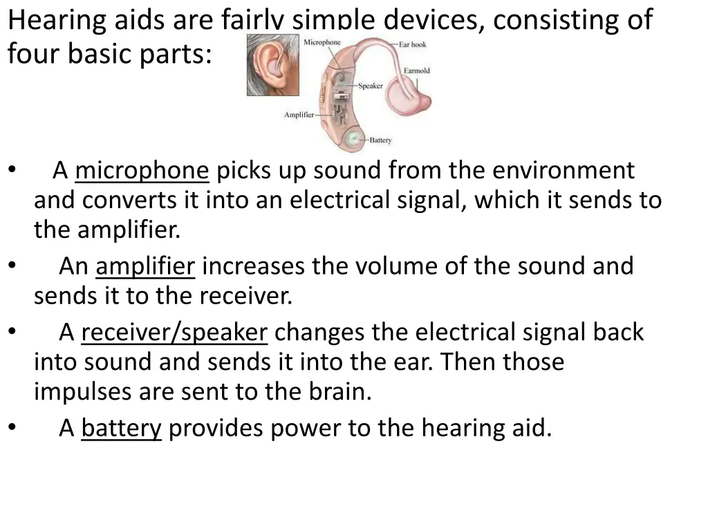 hearing aids are fairly simple devices consisting