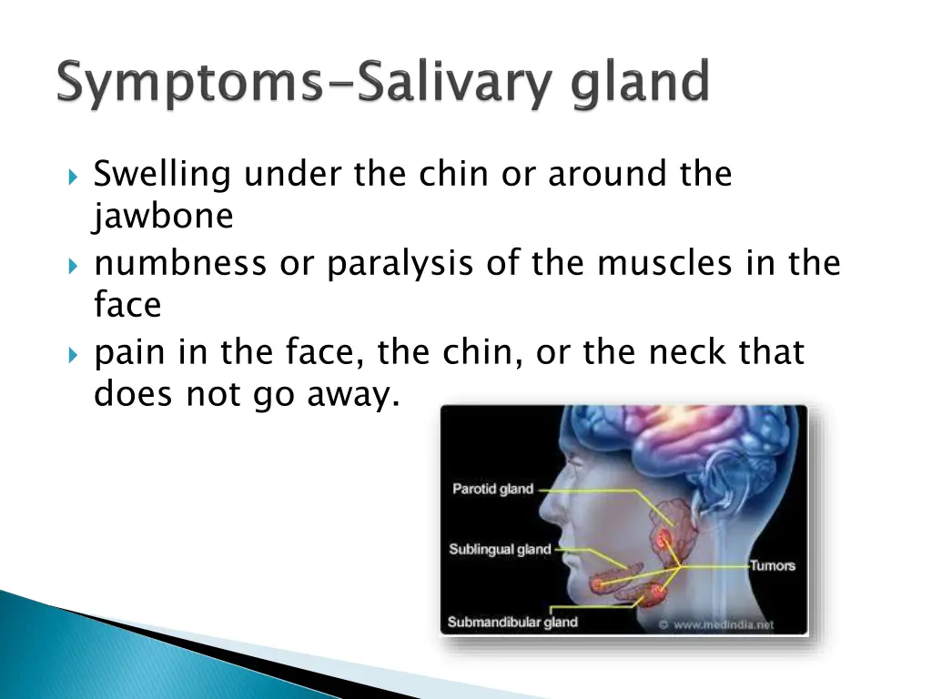 swelling under the chin or around the jawbone