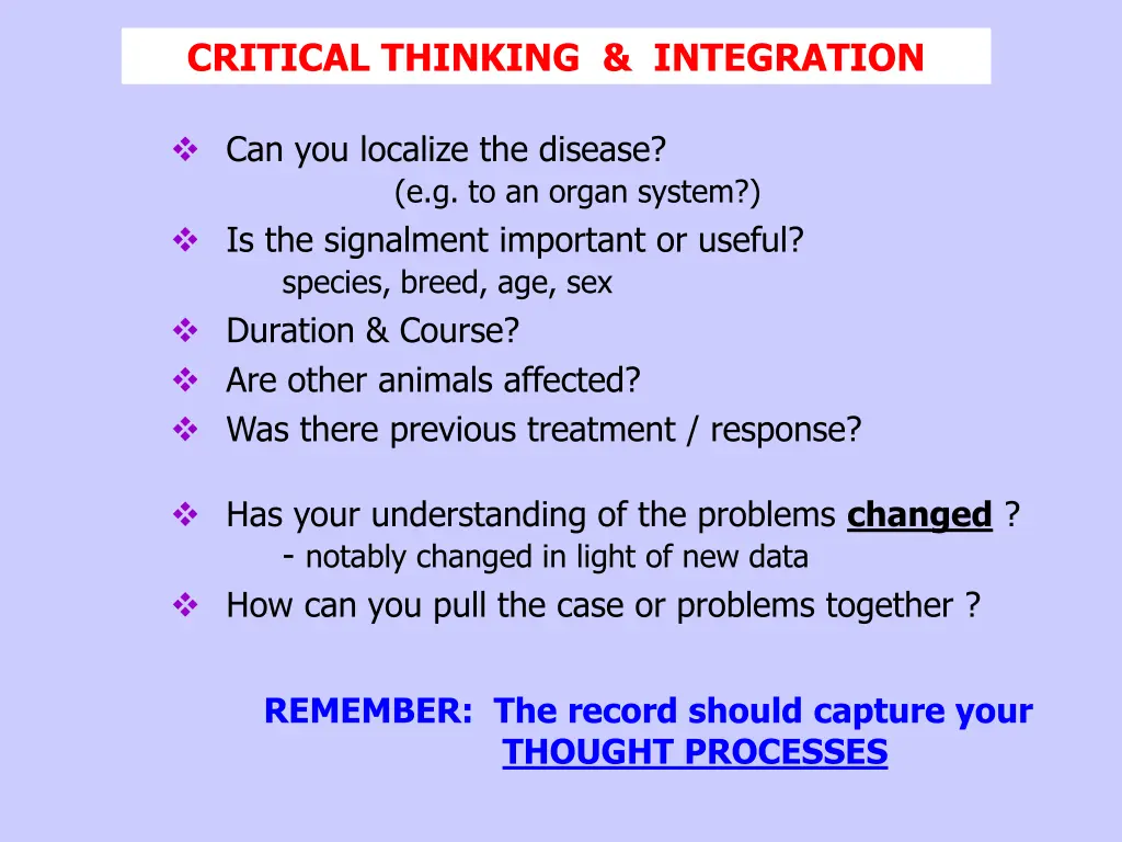 critical thinking integration