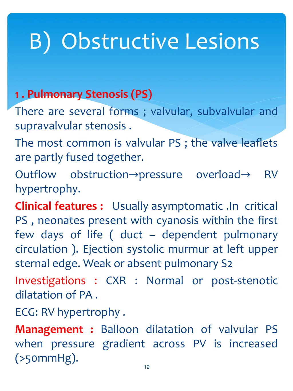 b obstructive lesions