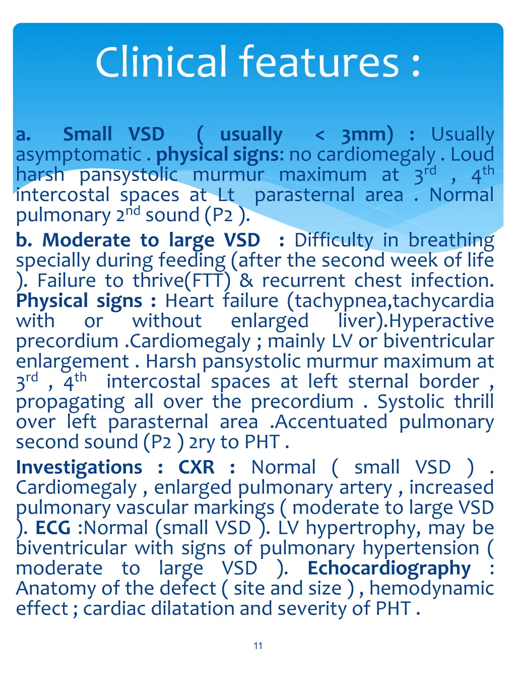 clinical features