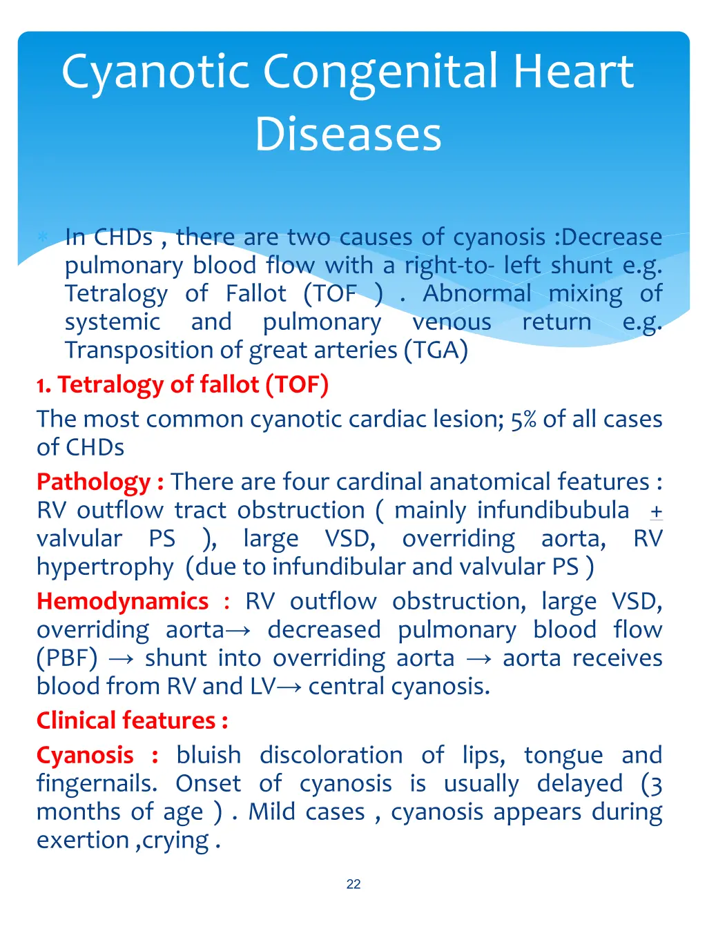 cyanotic congenital heart diseases