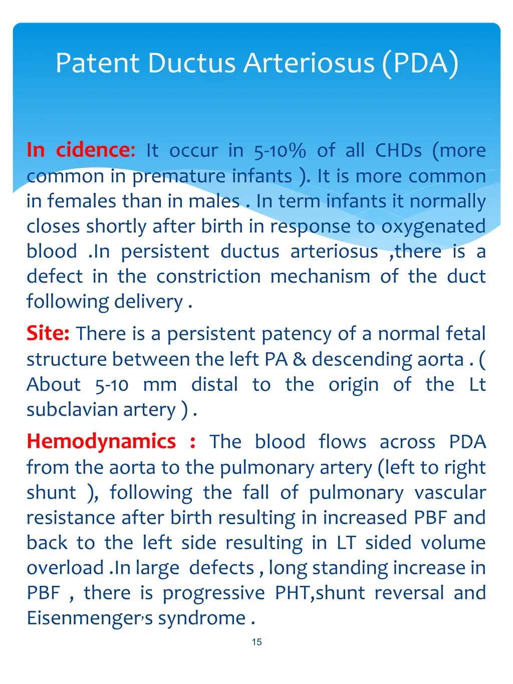 patent ductus arteriosus pda