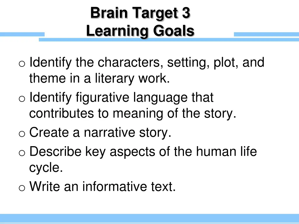 brain target 3 learning goals