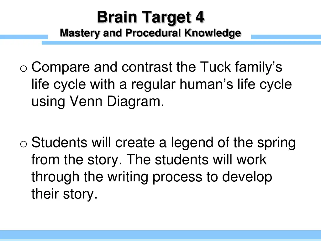 brain target 4 mastery and procedural knowledge 1