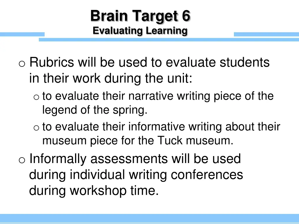 brain target 6 evaluating learning 1