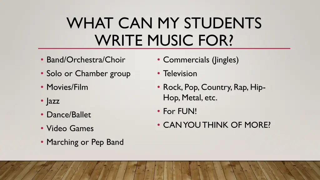 what can my students write music for