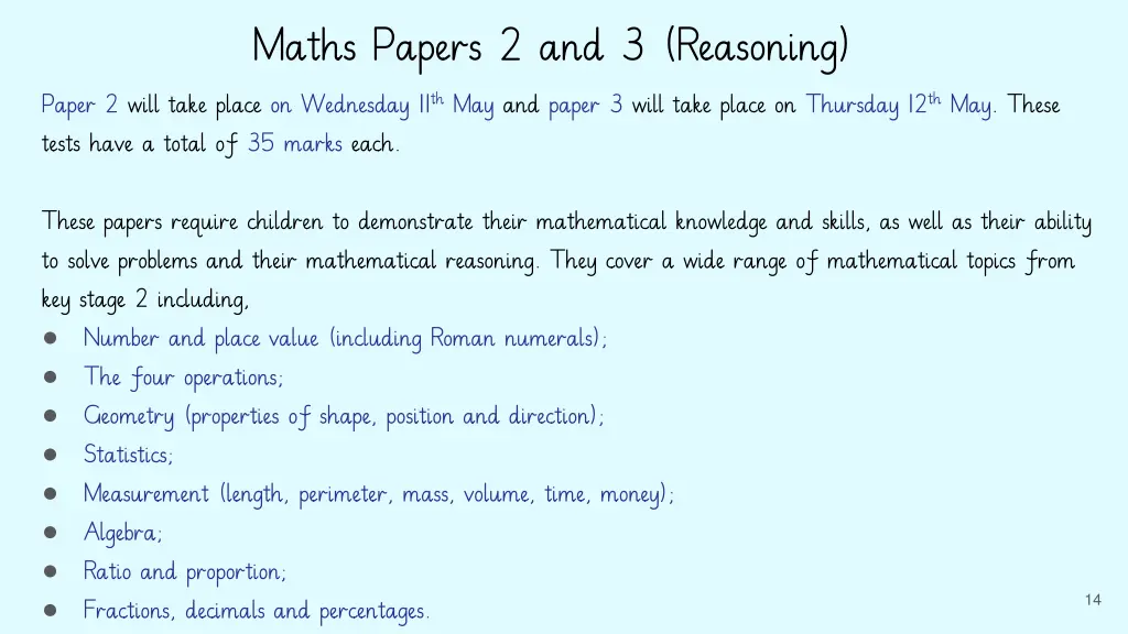 maths papers 2 and 3 reasoning