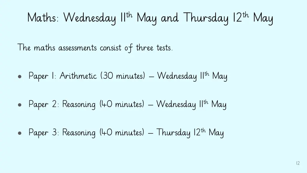 maths wednesday 11 th may and thursday 12 th may