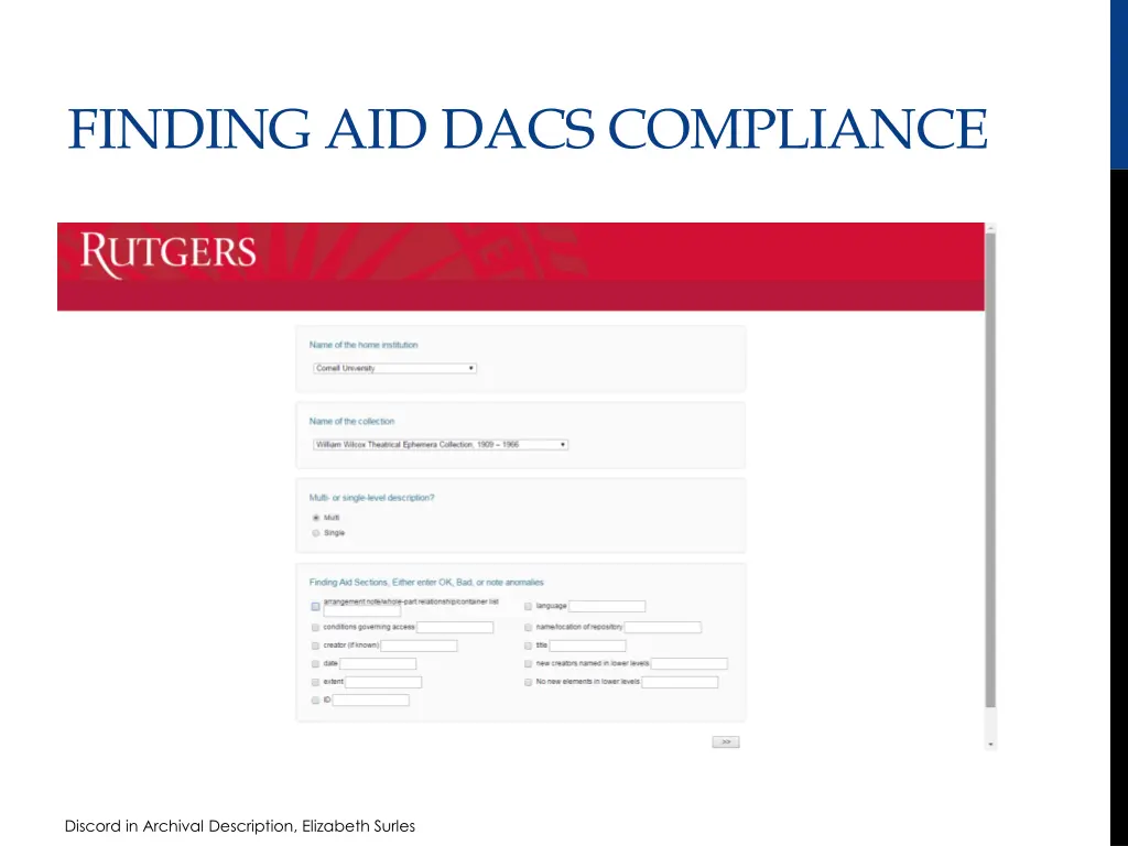 finding aid dacs compliance