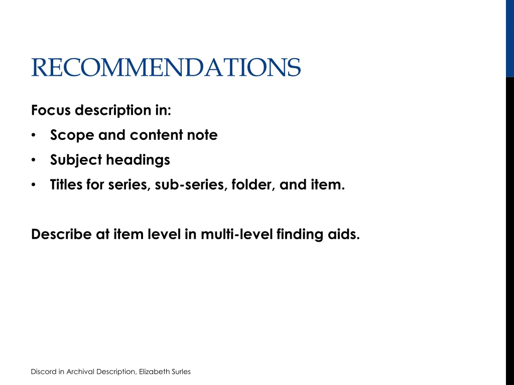 recommendations