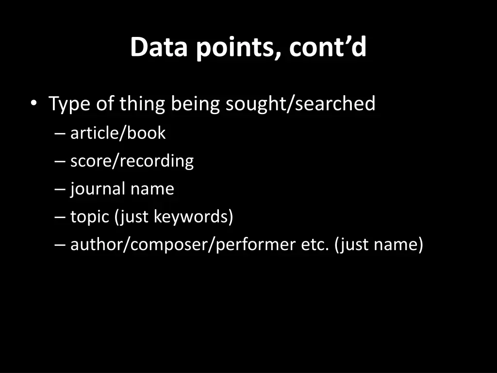 data points cont d