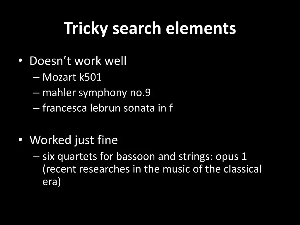 tricky search elements