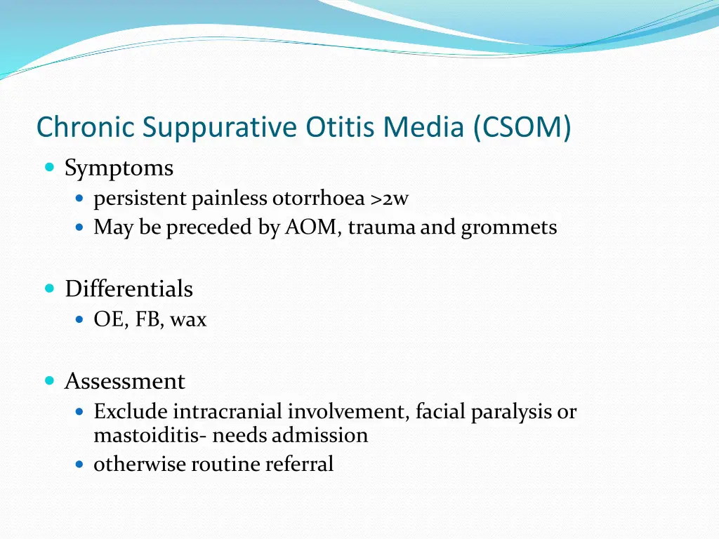 chronic suppurative otitis media csom symptoms