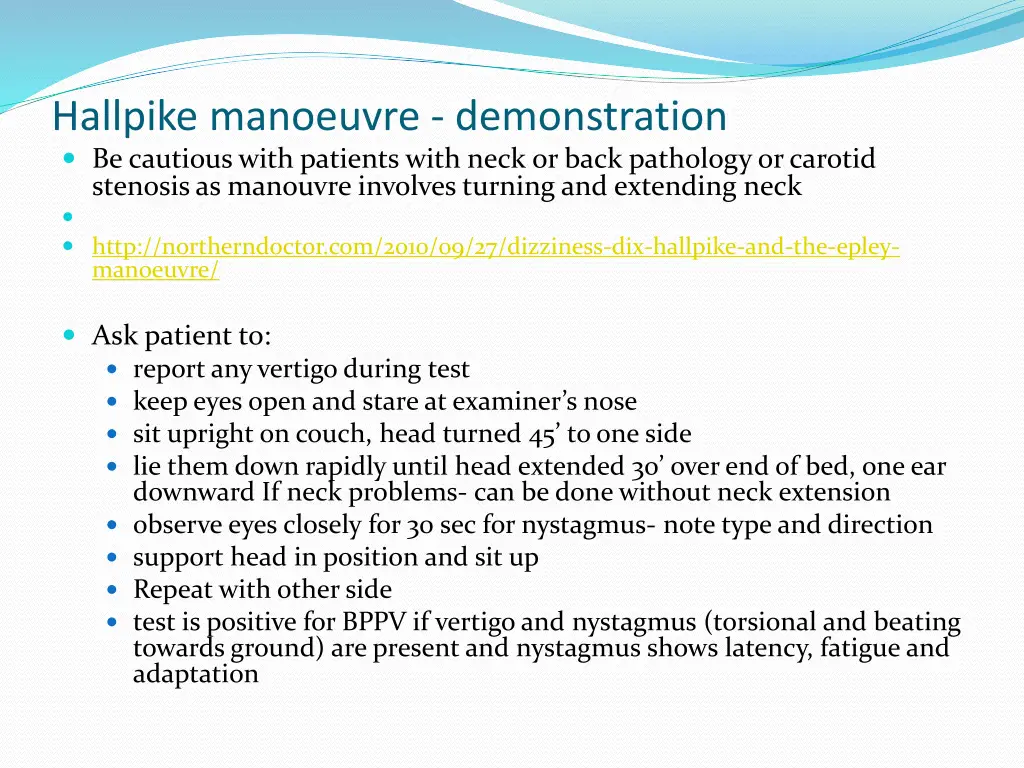 hallpike manoeuvre demonstration be cautious with