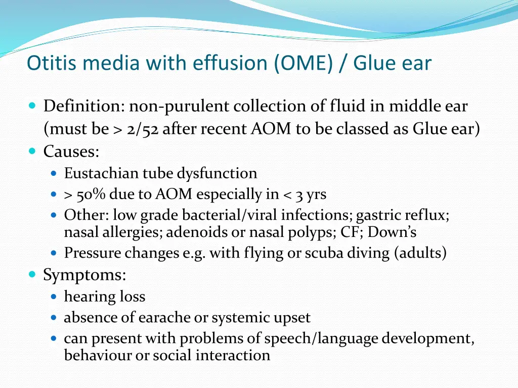 otitis media with effusion ome glue ear