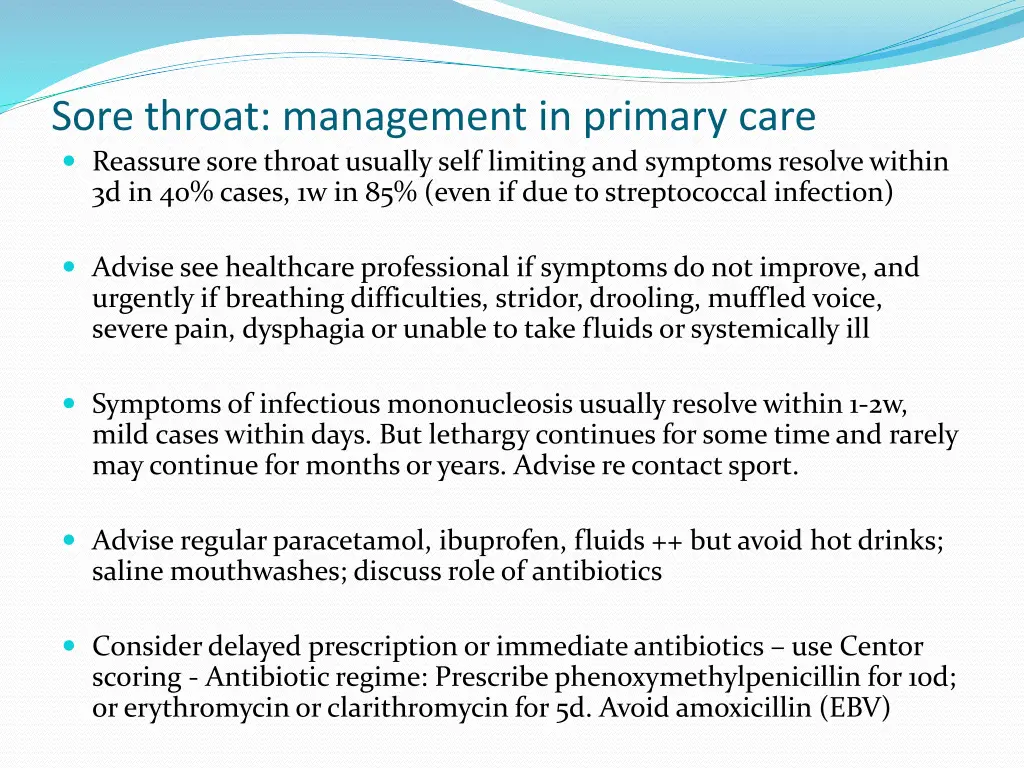 sore throat management in primary care reassure