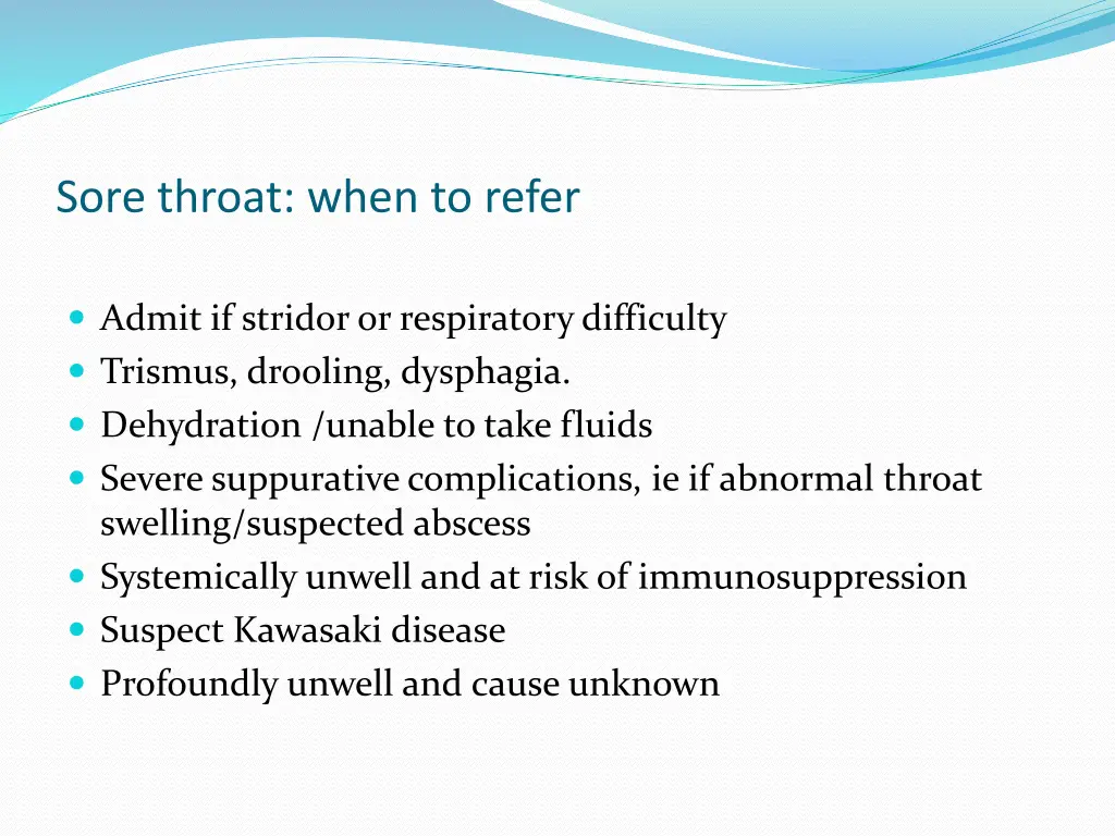 sore throat when to refer