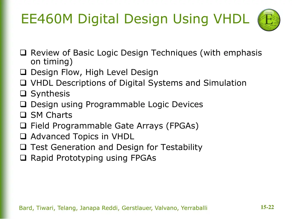 ee460m digital design using vhdl