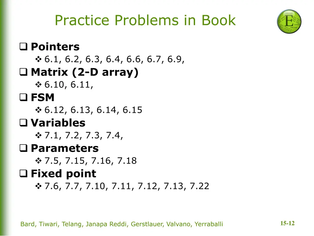 practice problems in book 1