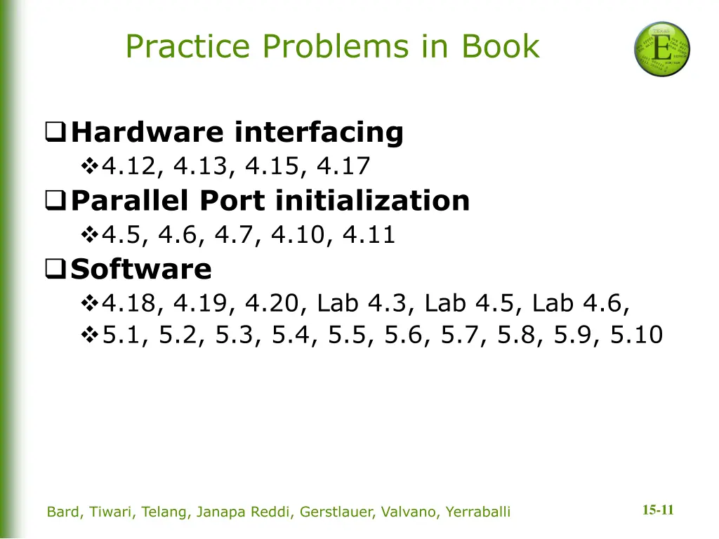 practice problems in book