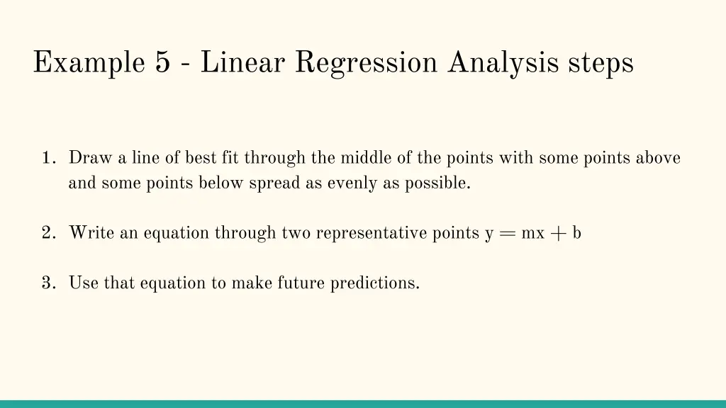 example 5 linear regression analysis steps