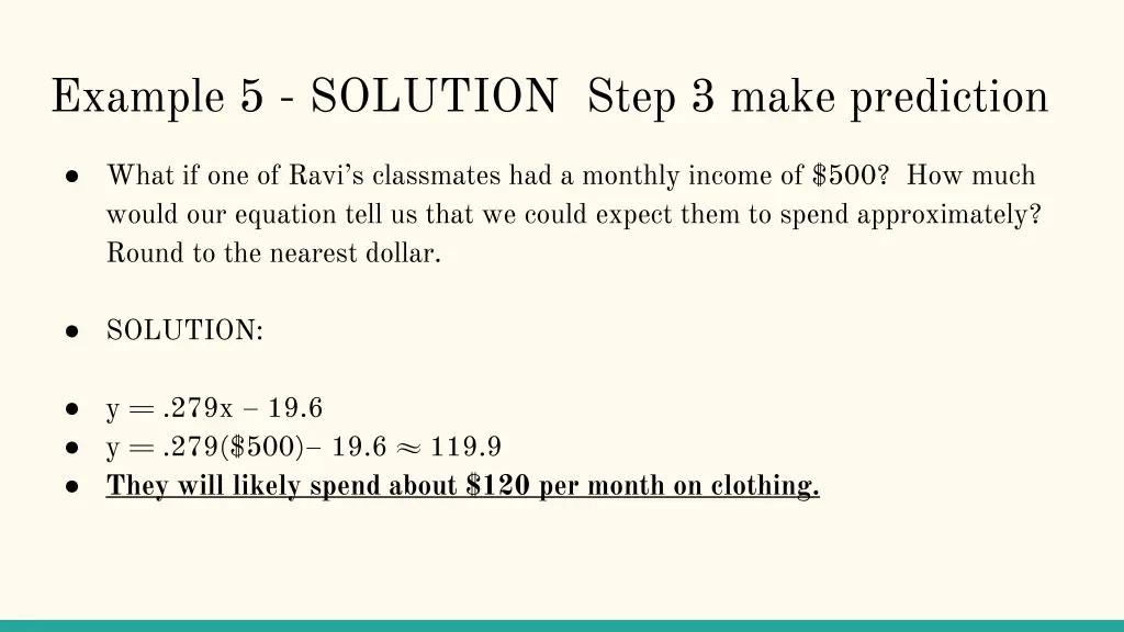 example 5 solution step 3 make prediction