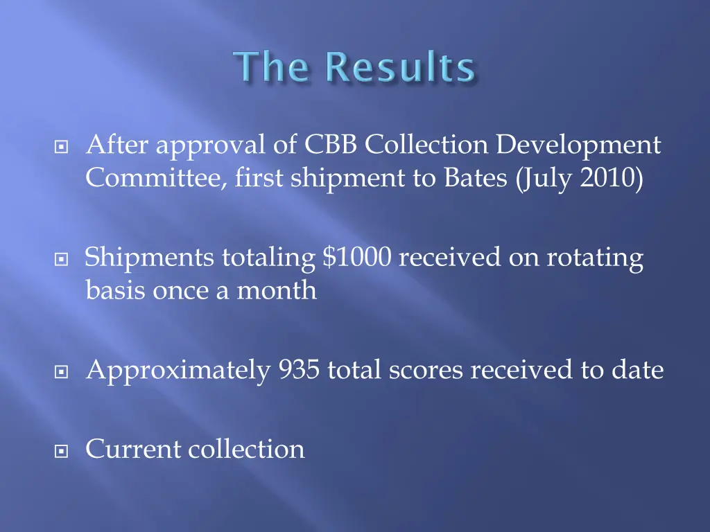 after approval of cbb collection development