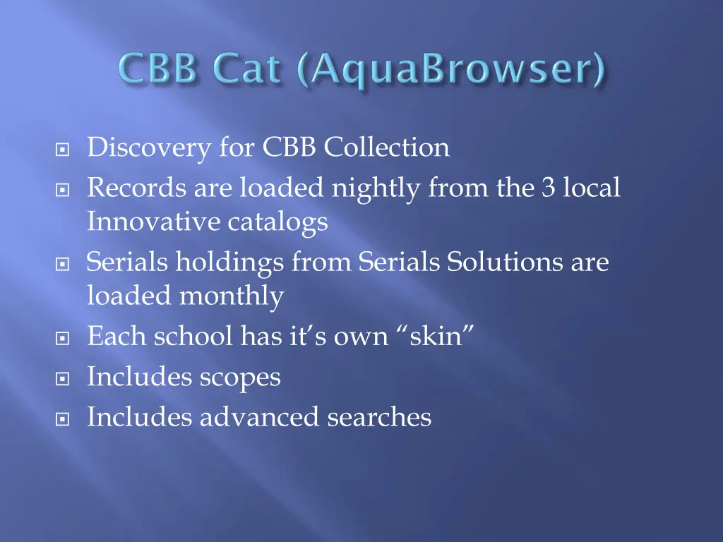 discovery for cbb collection records are loaded