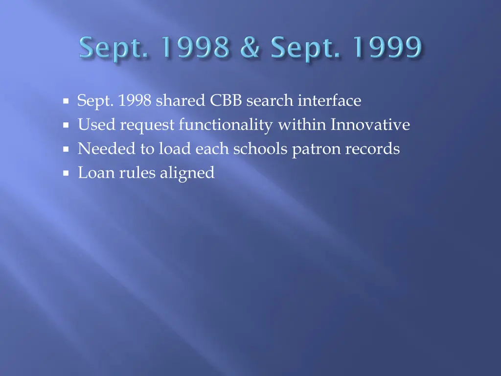 sept 1998 shared cbb search interface used