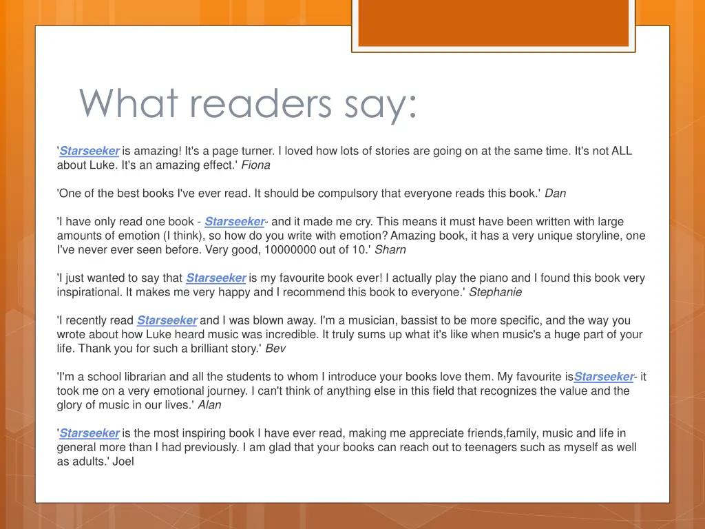 what readers say