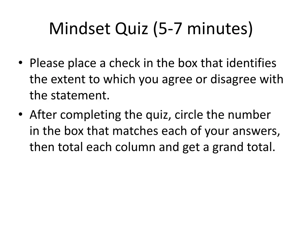 mindset quiz 5 7 minutes