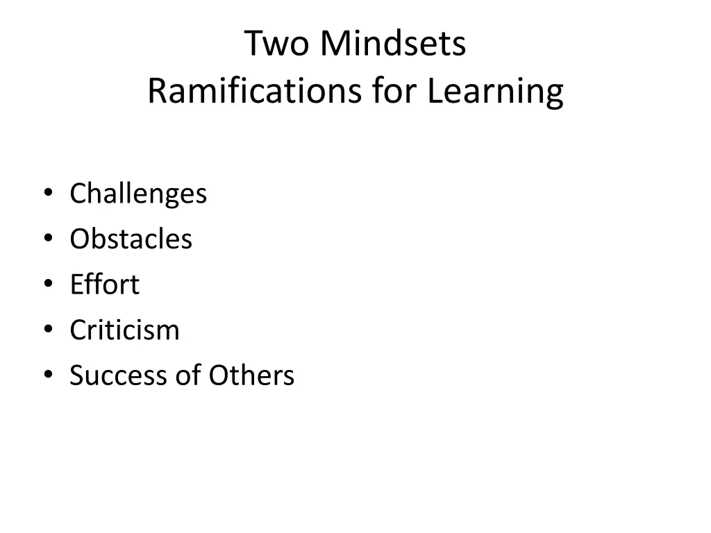 two mindsets ramifications for learning