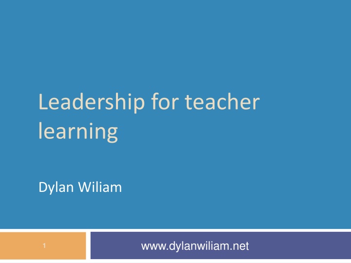 leadership for teacher learning