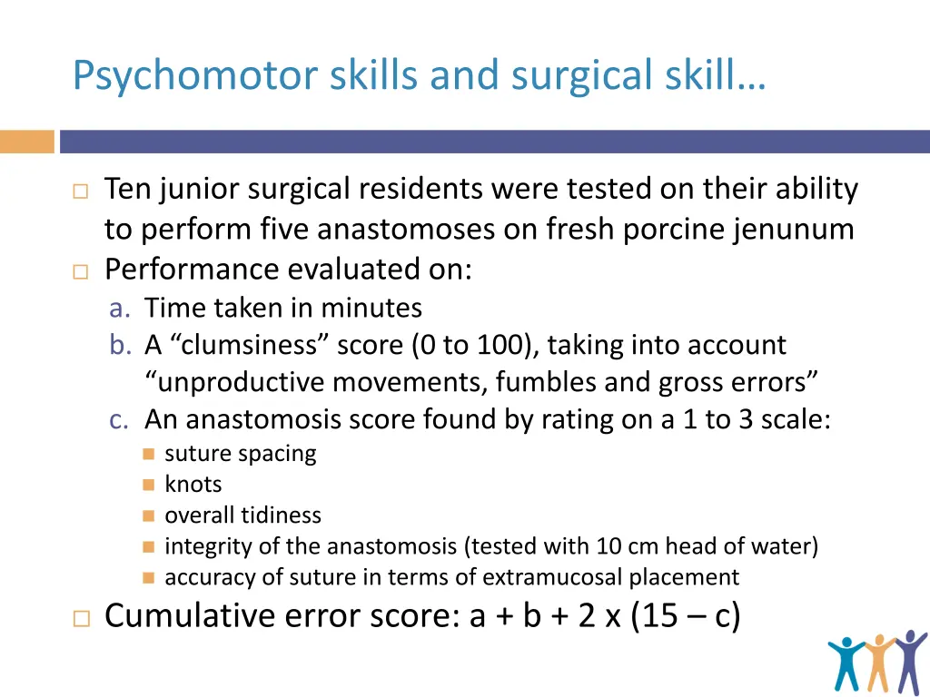 psychomotor skills and surgical skill