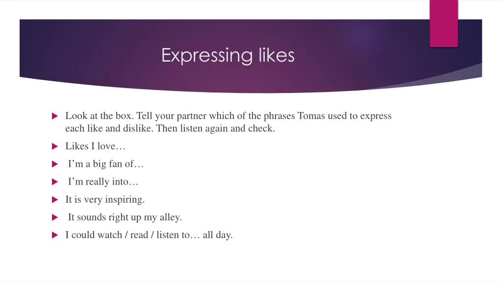 expressing likes