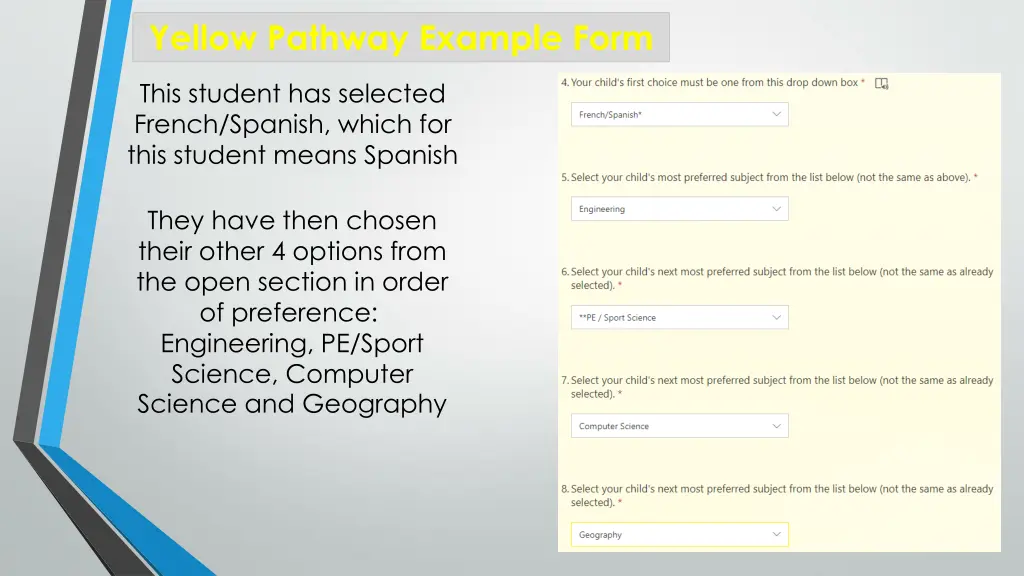 yellow pathway example form