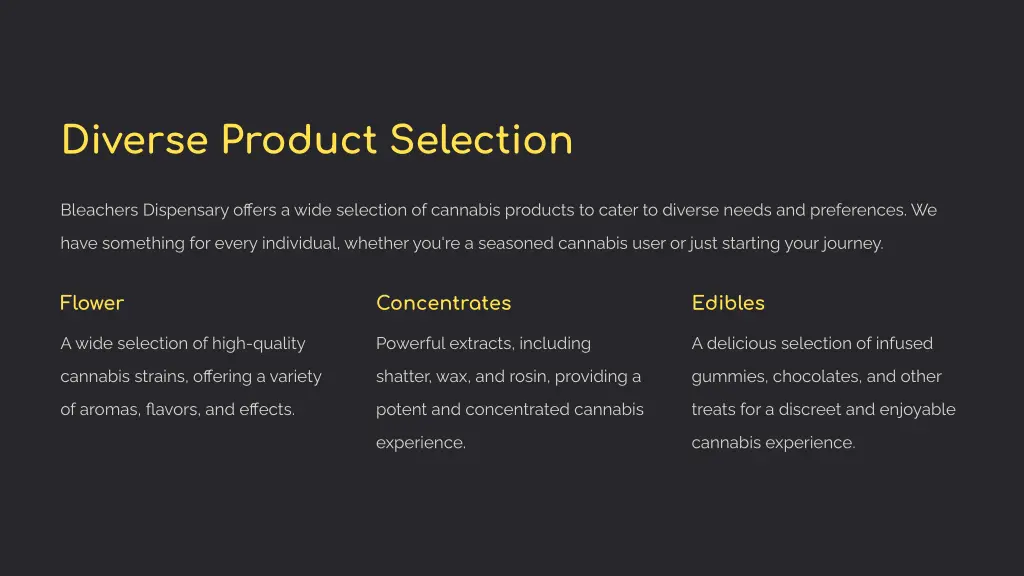 diverse product selection