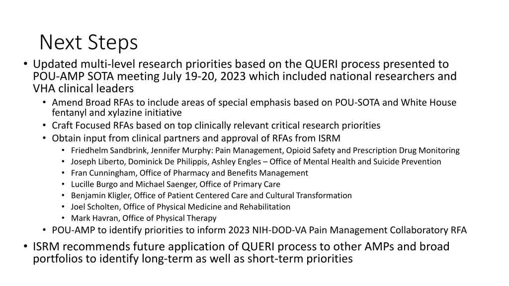 next steps updated multi level research