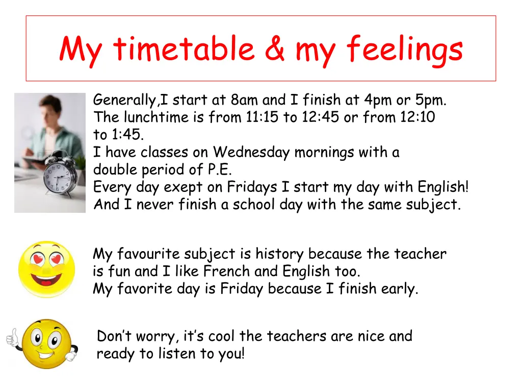 my timetable my feelings