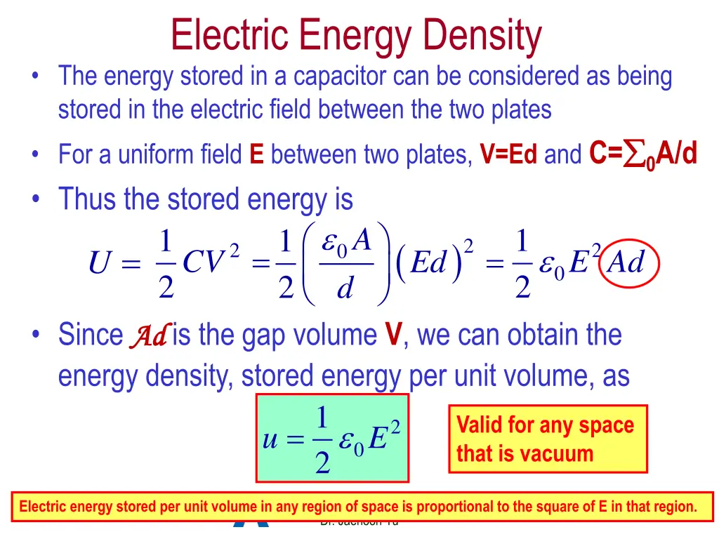 electric energy density the energy stored